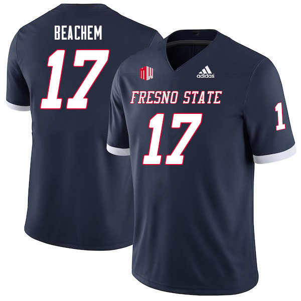 Men #17 Kamron Beachem Fresno State Bulldogs College Football Jerseys Sale-Navy